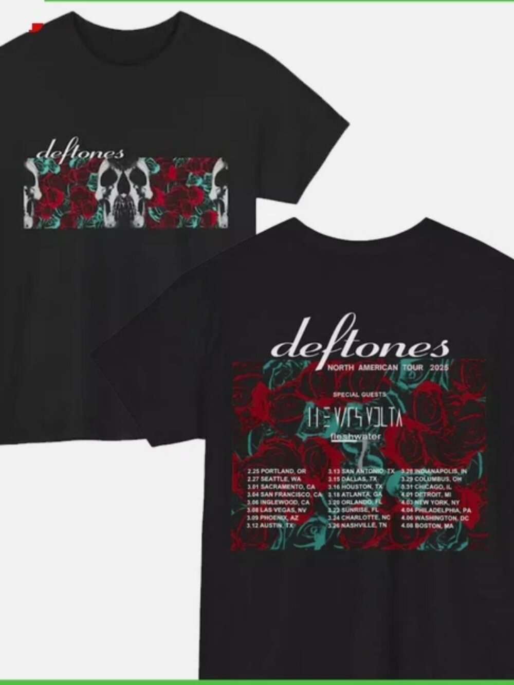 Deftones North American Tour Shirt 2025 Two Side Tour T Shirt
